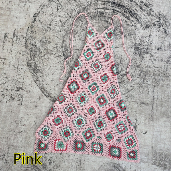 Baby Pink Granny Squares Maxi Dress