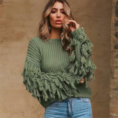 Fringed Sleeves Sweater