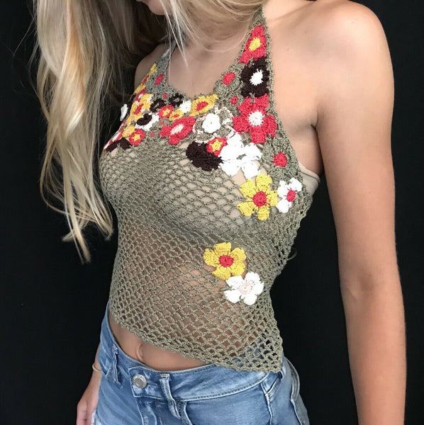 Embroidered Flowers Top