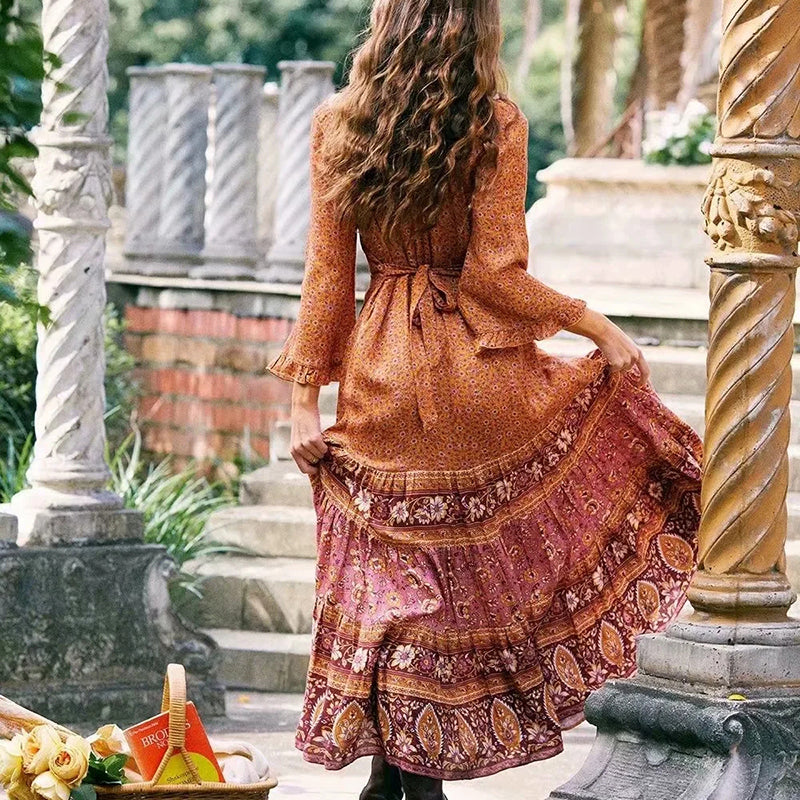 Gypsy Maxi Dress Floral Orange And Burgundy Or Blue And Blush You Choo – Made4Walkin Gypsy Maxi Dress Floral Orange And Burgundy Or Blue And Blush You Choo – Made4Walkin