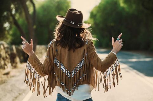 Leather Jacket Fringe Sleeves