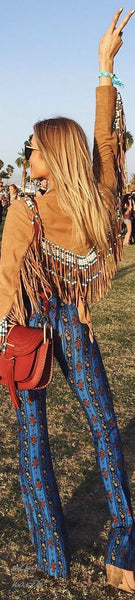 Suede Jacket Fringe & Beads