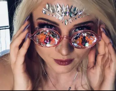 Kaleidoscope Sunglasses Choose Baby Pink Clear Or Black Frames Psychedelic Trippy Vision Groovy For Concerts And Festivals