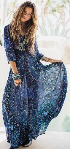 Boho Maxi Dress Navy Blue Floral "Kiss The Sky" Long Flowing Summer Gown Button Front Long Slit 3/4 Sleeves Royal Blue Turquoise Lavender Print Small ... Boho Maxi Dress Navy Blue Floral "Kiss The Sky" Long Flowing Summer Gown Button Front Long Slit 3/4 Sleeves Royal Blue Turquoise Lavender Print Small ...