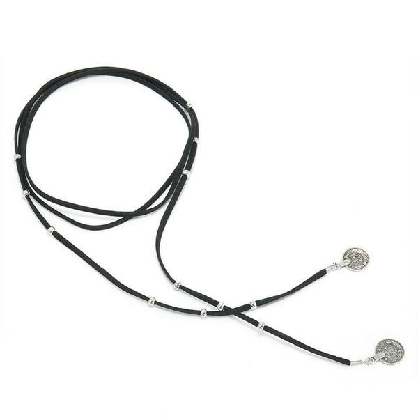 Long Black Suede Necklace