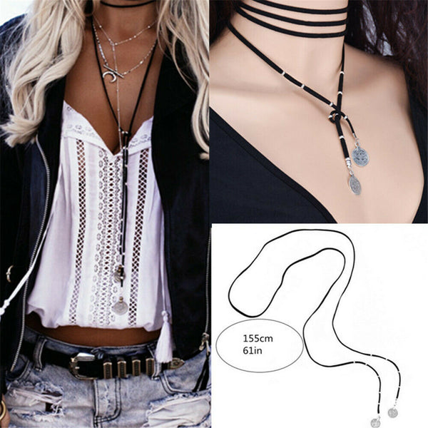 Suede Lace Necklace Silver Beads