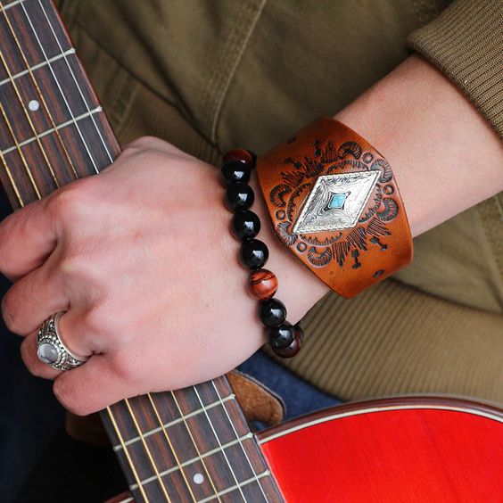 Mens Brown Leather Bracelet