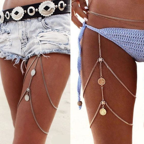 Gypsy Coin Leg Chain Silver Or Gold You Choose Boho Body