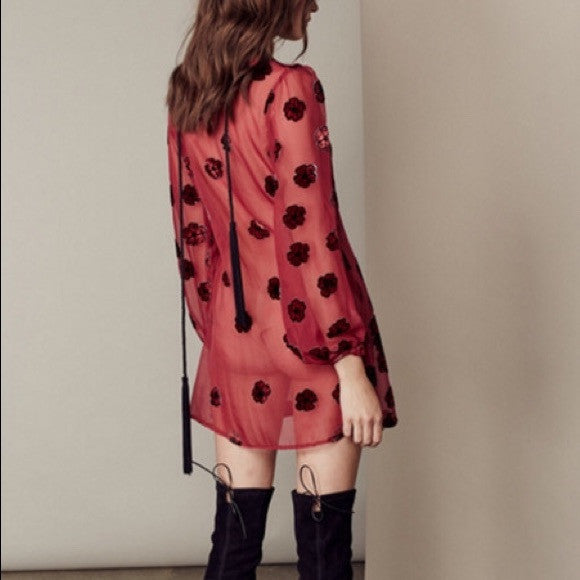 Red Dress Black Flowers