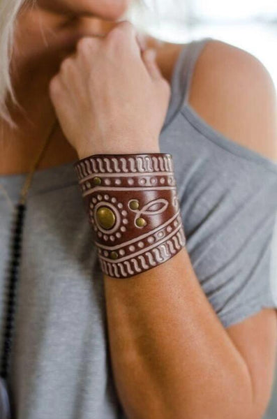 Tooled Leather Cuff Bracelet