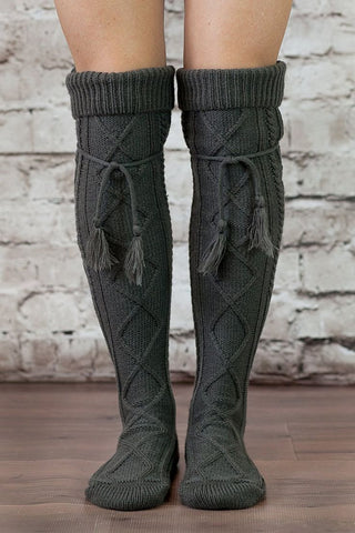 Lace Button Boot Socks Boho Gray Or White Thick Cushy Soft Crochet Lace & Wood Button Top