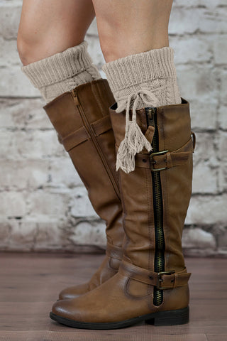 Lace Button Boot Socks Boho Gray Or White Thick Cushy Soft Crochet Lace & Wood Button Top