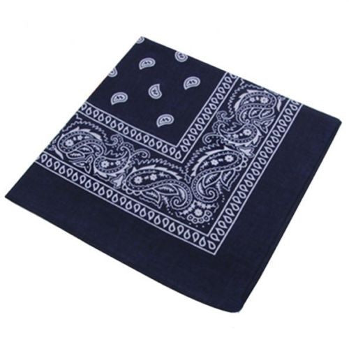 Navy Blue Bandana Boho Festival Scarf Cowgirl Neckerchief Choker Hair Tie Bracelet