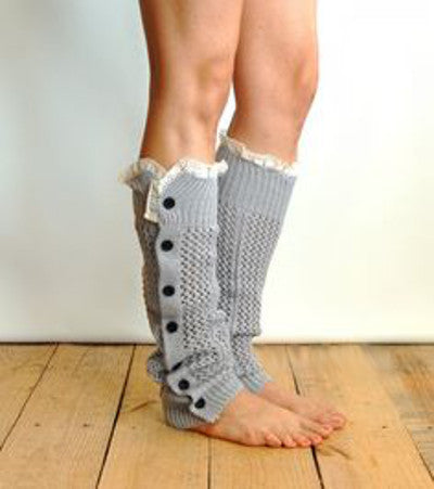 Gray Button Down Leg Warmers