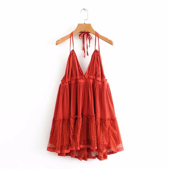 Boho Mini Dress "100 Degree" Availble In 15 Different Colors 4 Floral Prints You Choose Halter Top With Tiered Polka Dot Netting Available In Sizes Small Medium Or Large Free Spirited People