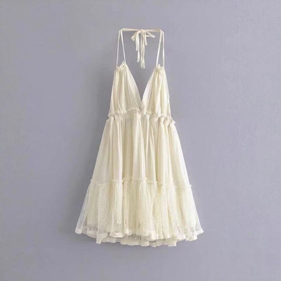 Boho Mini Dress "100 Degree" Availble In 15 Different Colors 4 Floral Prints You Choose Halter Top With Tiered Polka Dot Netting Available In Sizes Small Medium Or Large Free Spirited People