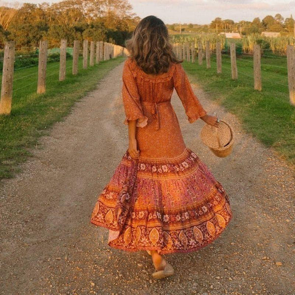 Orange Boho Maxi Dress