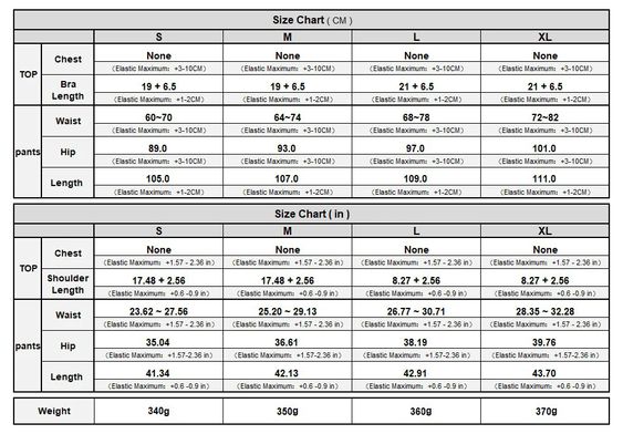 Womens Pants Size Chart