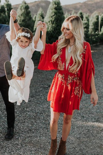 Red Dress Kimono Sleeves