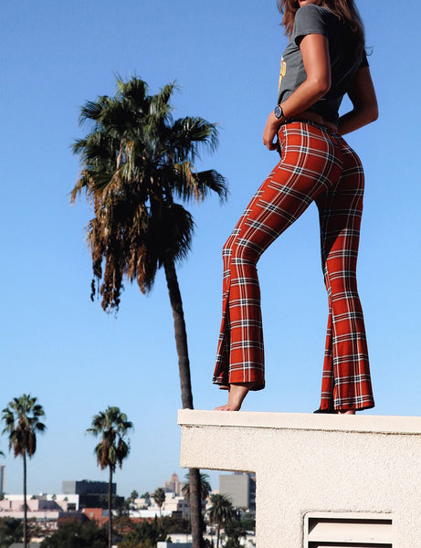 Red Plaid Bell Bottoms