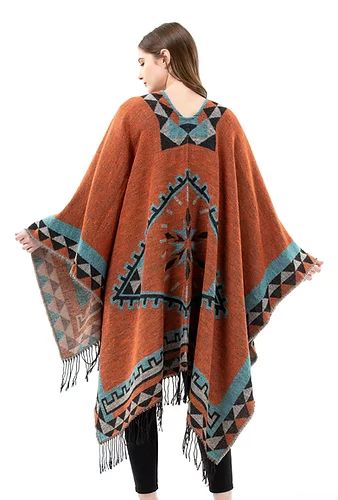Aztec Ruana Aztec Ruana Poncho In 10 Different Colors Imitation Cashmere Indian Bl ...