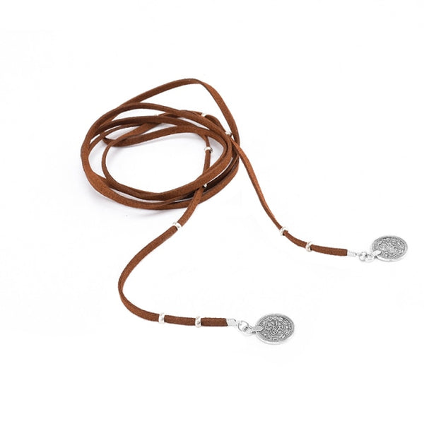 Brown Coins Lariat Necklace