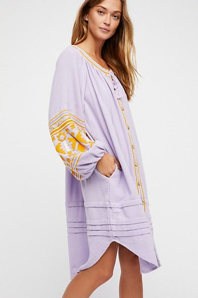 Lavender Dress Embroidered Sleeves