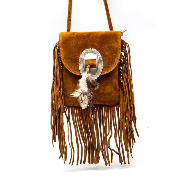 Brown Fringed Purse