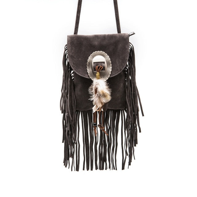 FREE BIRD- CROSSBODY BOHO FRINGE COWHIDE BAG WITH ZIPPER – Florida Cracker  Style