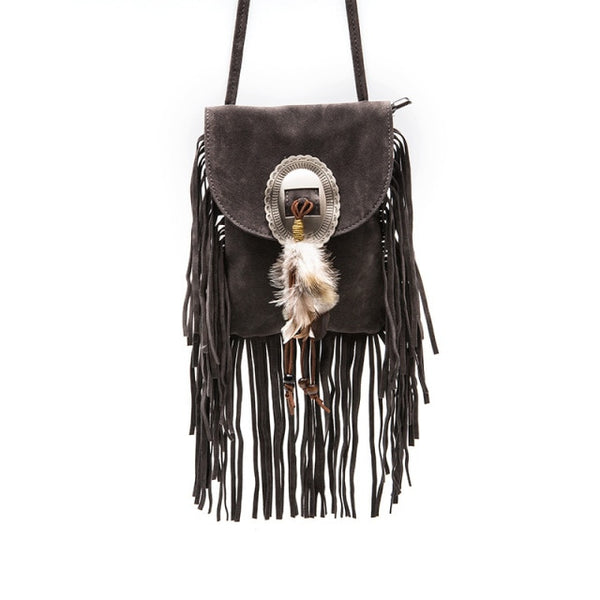 Gray Fringed Purse