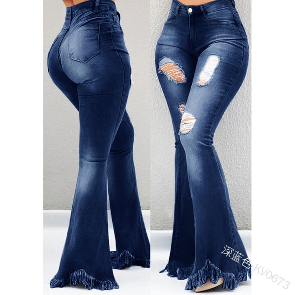 Distressed Bell Bottom Jeans