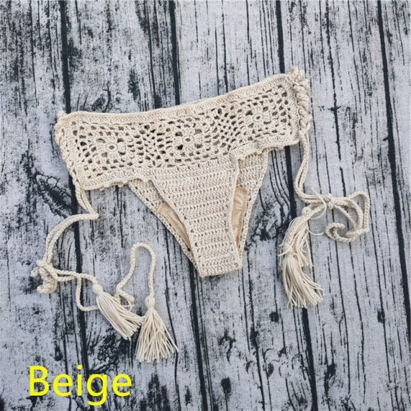 Beige Crochet Bikini Bottoms
