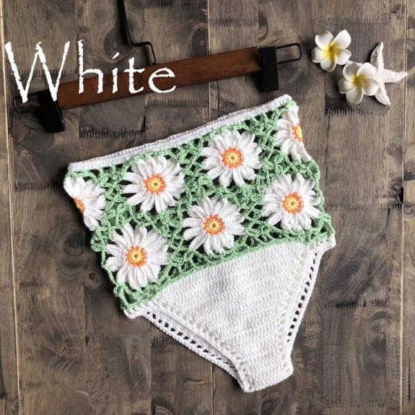White Crochet Daisies Bikini