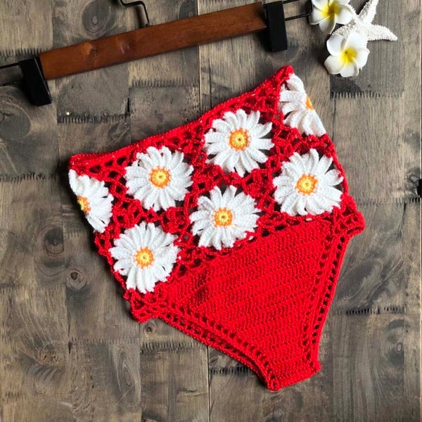 Red Crochet Daisy Bottoms