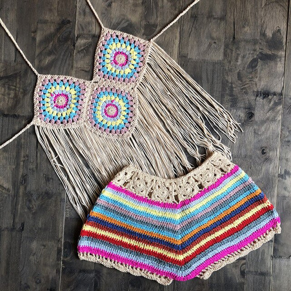Rainbow Crochet Short Set