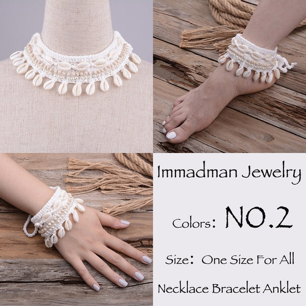 White Crochet Choker Shells