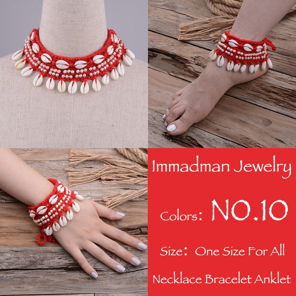 Red Crochet Choker With Shells