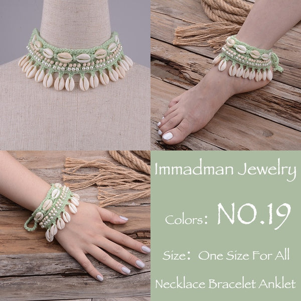 Green Choker With Shells