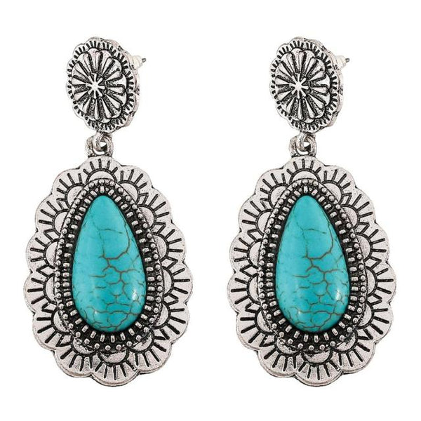 Turquoise Silver Gypsy Earrings