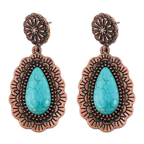 Turquoise Copper Dangle Earrings