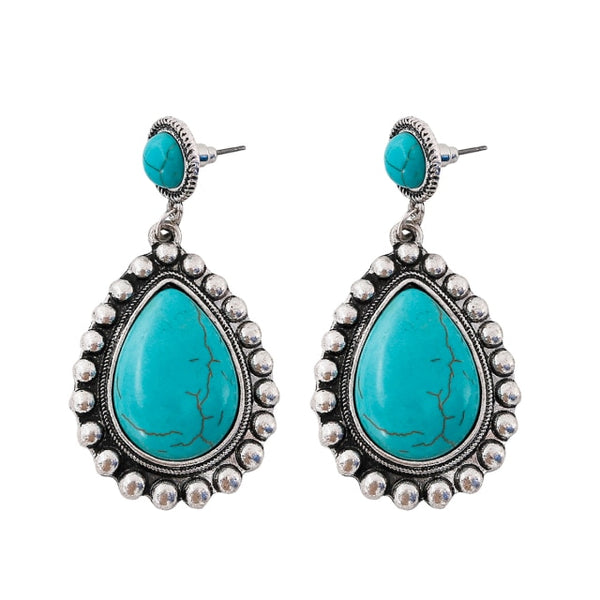 Silver Turquoise Teardrop Earrings