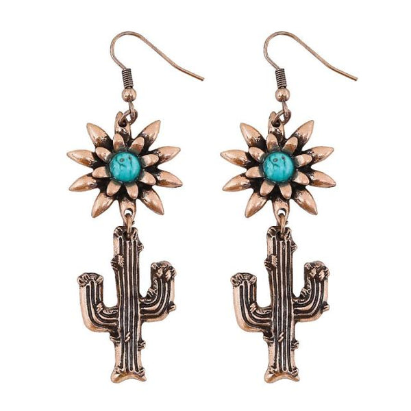 Gold Cactus Earrings