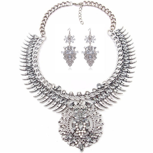 Clear Stones Necklace & Earrings