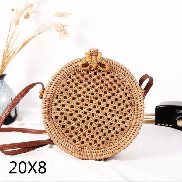 Round Straw Waffle Bag