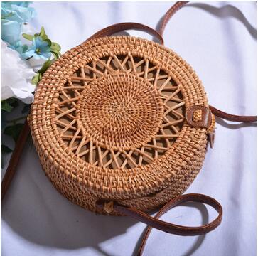 Round Straw Messenger Bag