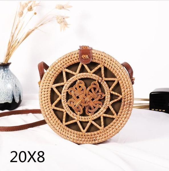 Round Straw Bag Sun Shape