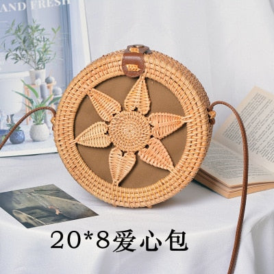 Round Handbag Flower Pattern