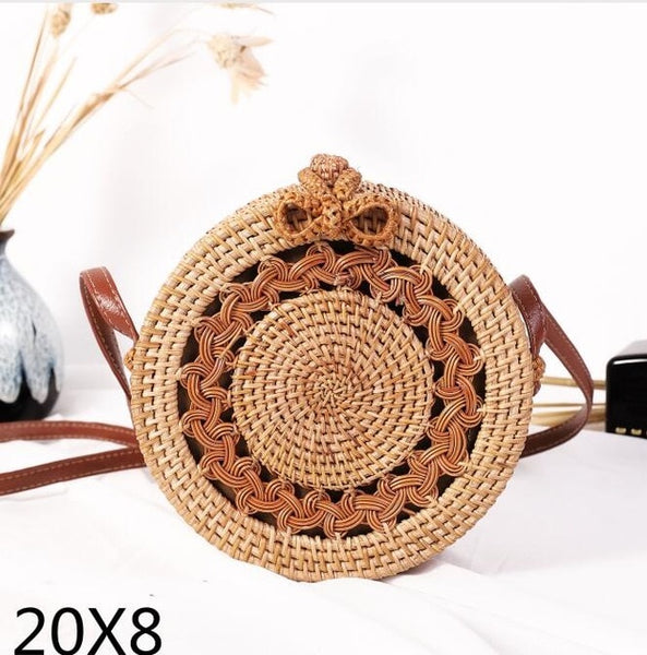 Round Straw Messenger Bag