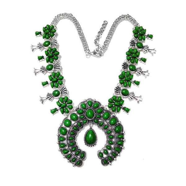 Green Squash Blossom Necklace