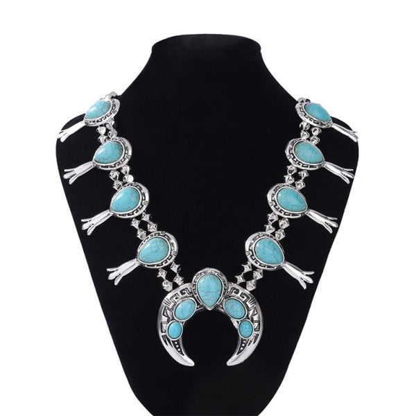 Long Turquoise Silver Necklace